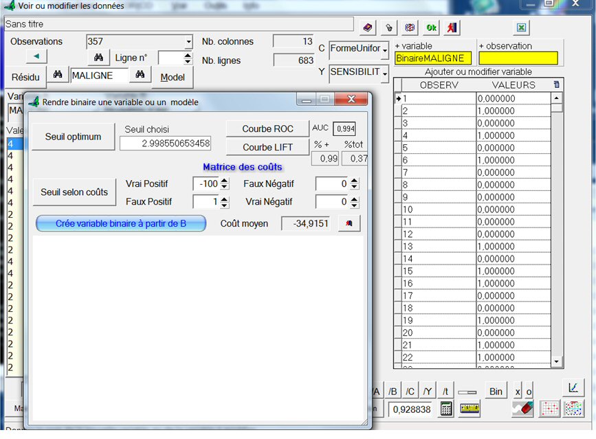 Variable binaire Binaire