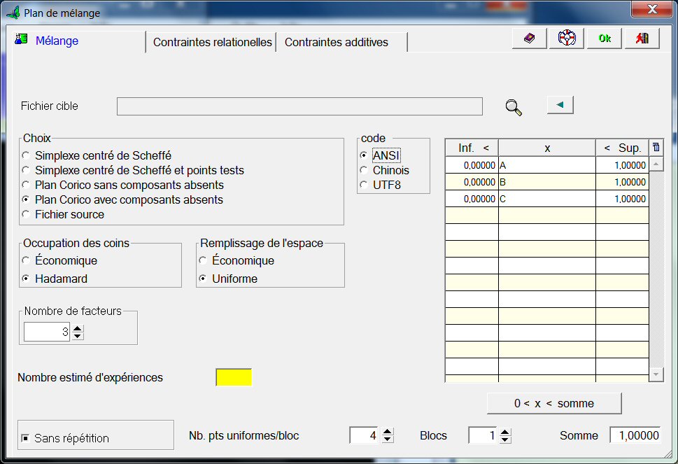 plan de melange CORICO