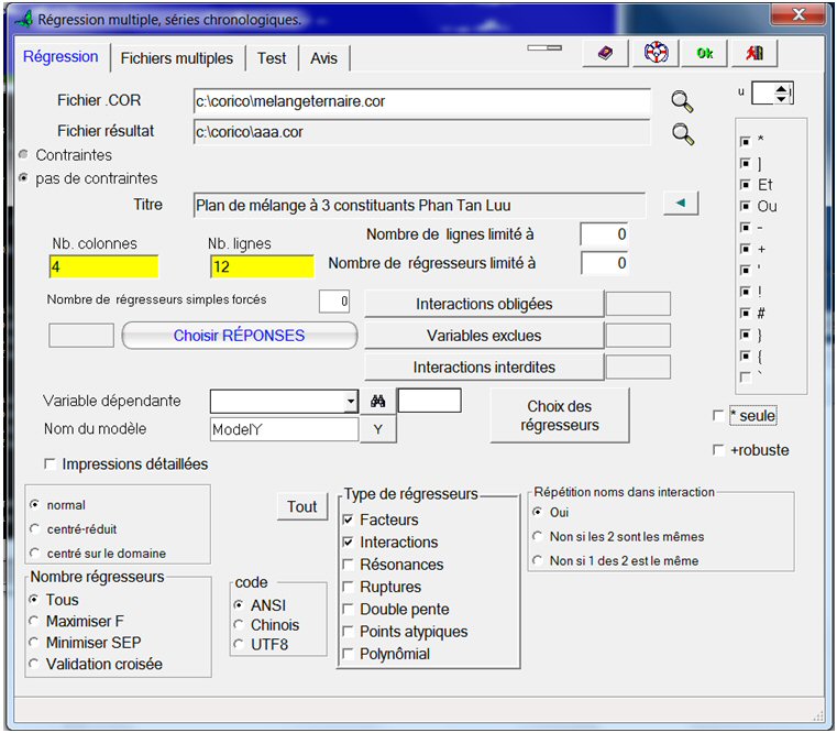 mélange ternaire, modèle