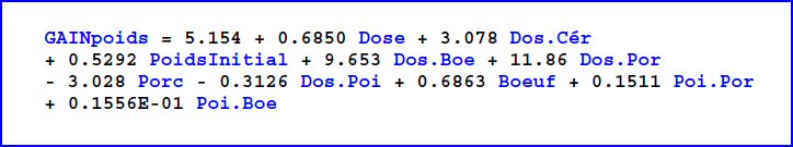 Modèle de régression linéaire multiple. Logiciel CORICO